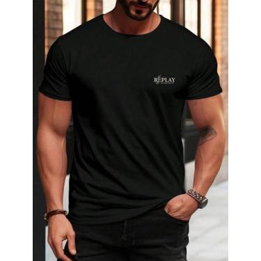 Imagem de Camiseta Unissex Estilo Premium Minimalista Logo Replay Streetwear Cas