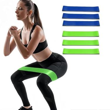 Imagem de Pacote com 6 faixas de resistência para malhar, faixas elásticas de exercícios para treinamento de força, alongamento, pilates, ioga, pernas de bumbum, equipamentos de ginástica em casa para mulheres