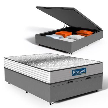 Imagem de Cama Box Baú com Colchão de Molas Ensacadas Double Face Essence Probel Casal 138cm