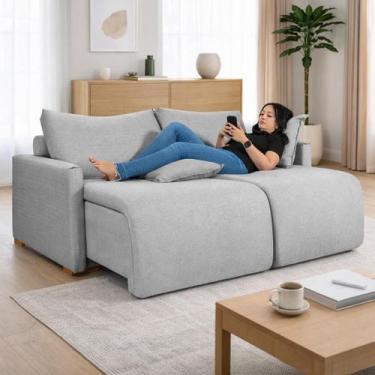 Imagem de Sofá Cama Living Retrátil Milão Com Almofadas Soltas 1,80 em Linho Cor