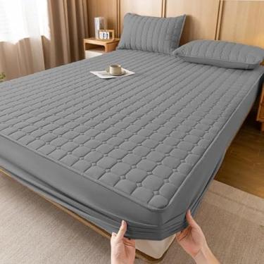 Imagem de Capa de Colchão Impermeável Box Protetor Impermeável Berço, Solteiro, Casal, Queen e King(Cinza,BERÇO)