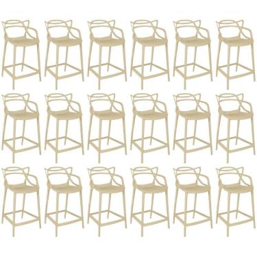 Imagem de Kit 18 Banquetas Média Allegra 66cm Design Cozinha/bancada - Nude