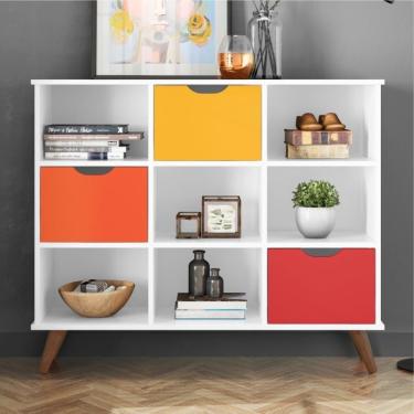Imagem de Nicho Organizador Branco Retrô (1478.69) + Kit 3 Gavetas Coloridas (1479.46)
