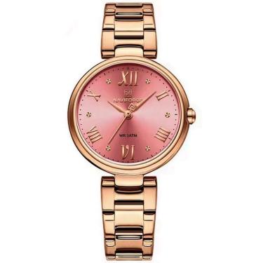 Imagem de Relógio De Pulso De Aço Inoxidável Feminino Minimalista Criatvo Impermeavel Rosa