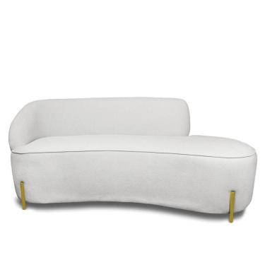 Imagem de Sofá 3 Lugares Orgânico 180cm Pé Ferro Dou Morgan Bouclê L01 - D'rossi Cor Cinza