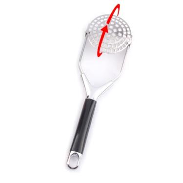 Imagem de Espremedor de batata de aço inoxidável resistente, ferramenta de cozinha integrada profissional e triturador de alimentos/esmagador de batata com alça de silicone, perfeito para feijão, vegetais