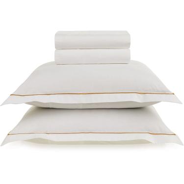 Imagem de Jogo de Cama Karsten Deliz 200 Fios 4 Peças Queen Branco