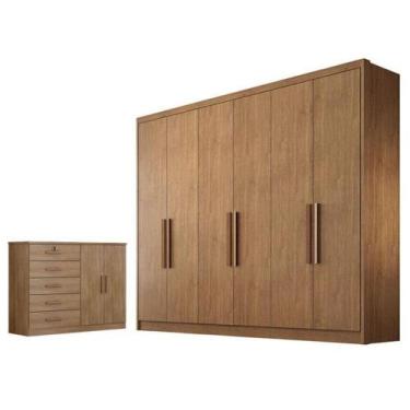 Imagem de Guarda Roupa Casal Linea Com Nicho E Cômoda Seul Cumaru 23 - Novo Hori