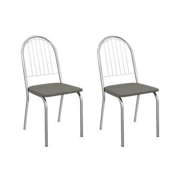 Imagem de Kit 2 Cadeiras Sala Jantar Noruega 2c077cr Aço 2 Un Cromado-linho Escuro - Kappesberg