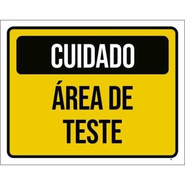 Imagem de Kit 10 Placa Acm Cuidado Área De e Amarelo 18X23 - Sinalizo