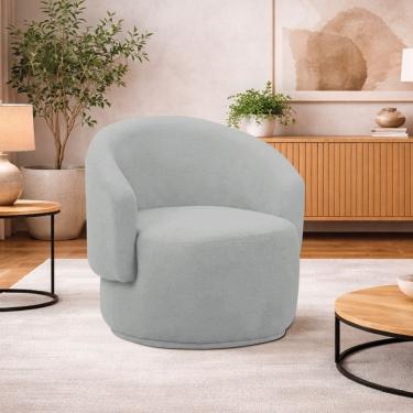 Imagem de Poltrona Decorativa Sala De Estar Recepção Jasmine Bouclé Cor Cinza
