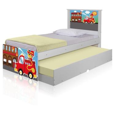 Imagem de Bicama Juvenil Adesivada Bombeiro Com Colchões