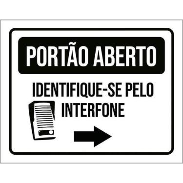 Imagem de Kit 5 Placa Acm Portão Averto Identifique Interfone 18X23 - Sinalizo