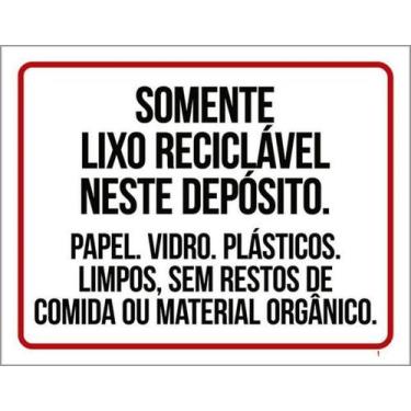 Imagem de Kit 10 Placas Somente Lixo Reciclável Neste Depósito Vidro - Sinalizo