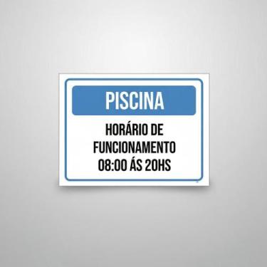 Imagem de Placa Acm Piscina Horário Funcionamento 18X23 - Sinalizo