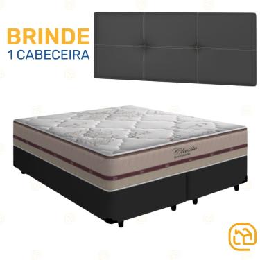 Imagem de Cama Box + Cabeceira Painel Iris e Colchão Queen - Classic Molas Ensacadas 158cm