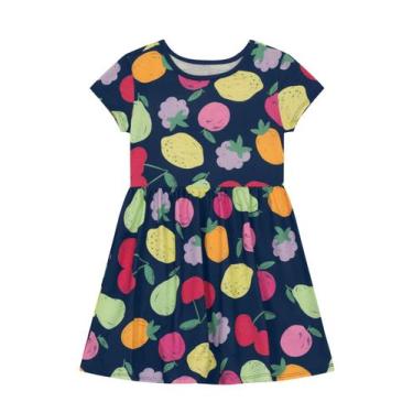 Imagem de Vestido infantil menina frutinhas Brandili -Azul, 4, Azul