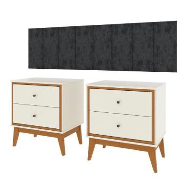 Imagem de Conjunto Quarto Queen Cabeceira Adesiva 1,60 e 2 Mesas de Cabeceira Ar