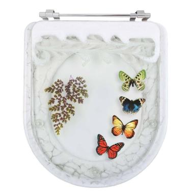 Imagem de Acento Sanitário Poliéster Decorada Borboleta Calypso Branco para louça Incepa