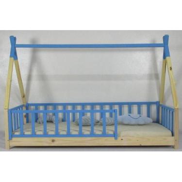 Imagem de Cama Montessoriana Solteiro Cabana Colorida Madeira Maciça Pinus - Pip