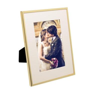 Imagem de Porta Retrato Wolff Basic de Aço Inox Dourado 13cm x 18cm