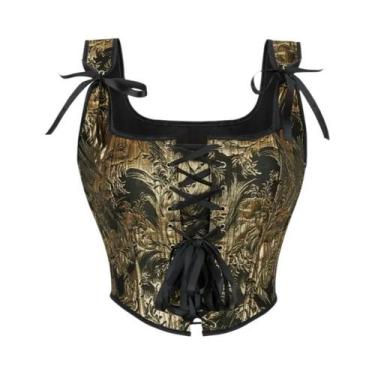 Imagem de Corset Feminino Vintage Overbust Com Cadarço E Barbatanas, Estilo Góti