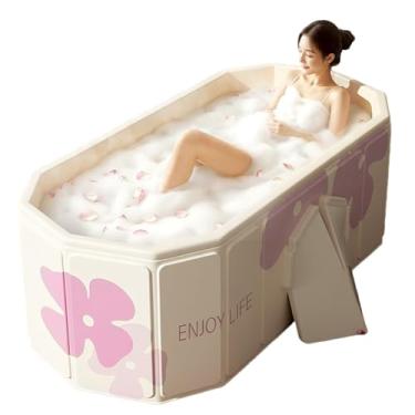 Imagem de Banheira dobrável para adultos de 1,5 m Banheira dobrável dobrável portátil para banheiro Banheira de spa dobrável para box de chuveiro, ideal para pequenos espaços, banheira dobrável (branca, 2GG