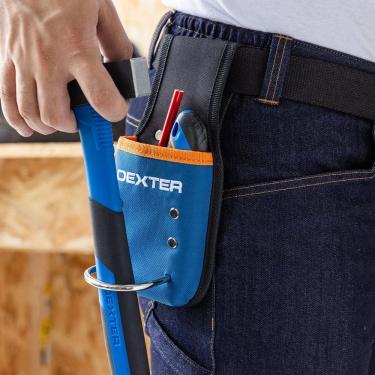 Imagem de Suporte Cinto Ferramentas 11x23,5cm Poliester Bolso Azul Com Detalhe Laranja