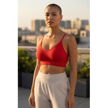 Imagem de Top Feminino Academia Fitness Alça Ajustável Básico Com Bojo COR:VERME
