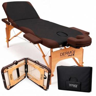 Imagem de Maca Portátil Dobrável Mesa Massagem Estética Akmed, Preto com Marrom