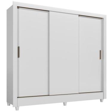 Imagem de Roupeiro Casal Branco Espaçoso 3 Portas Correr Moderno - Santos Andirá