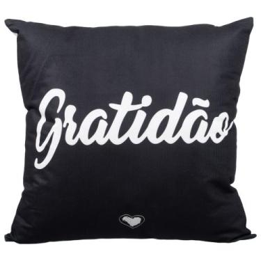 Imagem de Kit 2 Capas De Almofadas Sala Quarto 43 X 43 Cm - PGB, Preto Gratidão