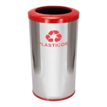 Imagem de Lixeira Em Aço Inox 30x70cm Com Aro Pintado 50l (c31) - Higipack