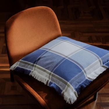 Imagem de Almofada Plaid Algodão Azul 45x45 - A\CASA