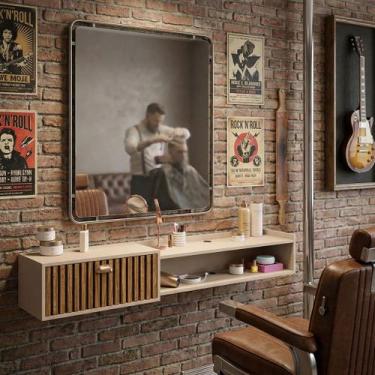 Imagem de Bancada Suporte Barbearia Completa Balcão Suspenso Salão De Beleza Est