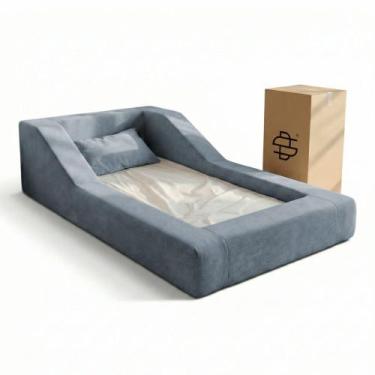 Imagem de Cama Montessoriana Infantil Noah 100% Espuma com Colchão Bouclê Azul -