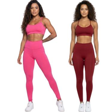 Imagem de KIT 2 Conjunto Top Alça Fina e Calça Suplex Bella Fiore Roupa De Academia Treino Fitnes...