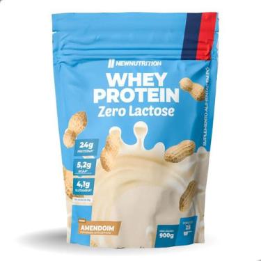 Imagem de 100% Whey Protein Zero Lactose 900g Natural New Nutrition, Amendoim