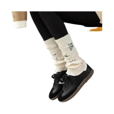 Imagem de Meias Longas Brancas De Tricô Estilo Lolita Para Mulheres, Aquecedores