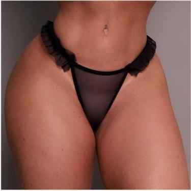 Imagem de Fio Dental Sensual Voo Com Frase Preto Tallyta, Me chupa