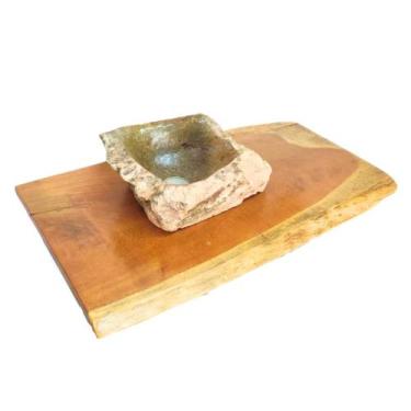 Imagem de Bancada com Cuba Lavabo Madeira Rústica Maçiça Banheiro Pia - Decor Lu