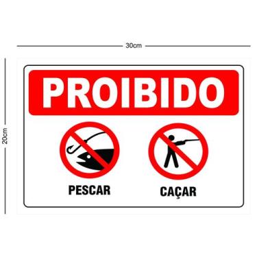 Imagem de Placa informativa proibido caçar e pescar - CRIATIVA ADESIVOS