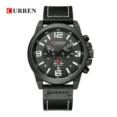 Imagem de Relógio Masculino Curren 8314 Original Importado Funcional Couro, Pret