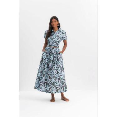 Imagem de Saia longa feminina floral em mahdi Essendi - G, G, Verde escuro