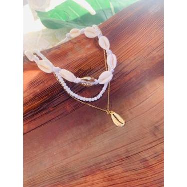 Imagem de Colares chocker mix de colares com Búzios verdadeiros folheado a ouro 