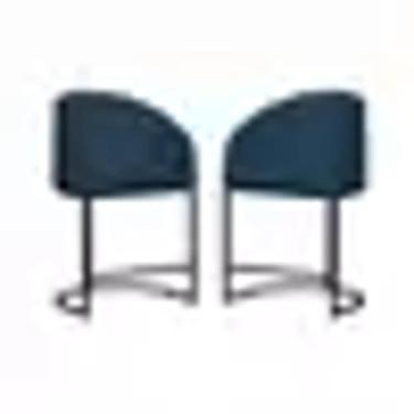 Imagem de Kit 02 Poltronas Banquetas Estofadas Suede Azul - ICM METAIS
