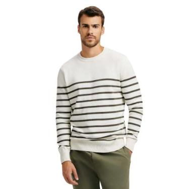 Imagem de Blusa de lã hering manga longa listrada masculina ref: herkgqg, Branco