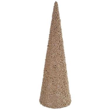 Imagem de Árvore de Natal cone flocado champanhe dourado 60 cm - D&A
