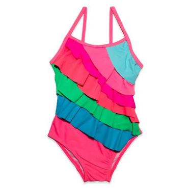 Imagem de Maiô Areia Branca Infantil Babados Estampado, 2 ANOS