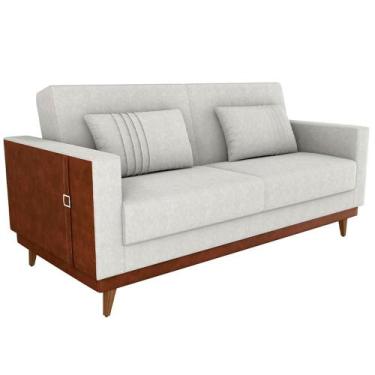 Imagem de Sofa Cama 2 Lugares 203 cm Esther Boucle Natural material sintético Wh